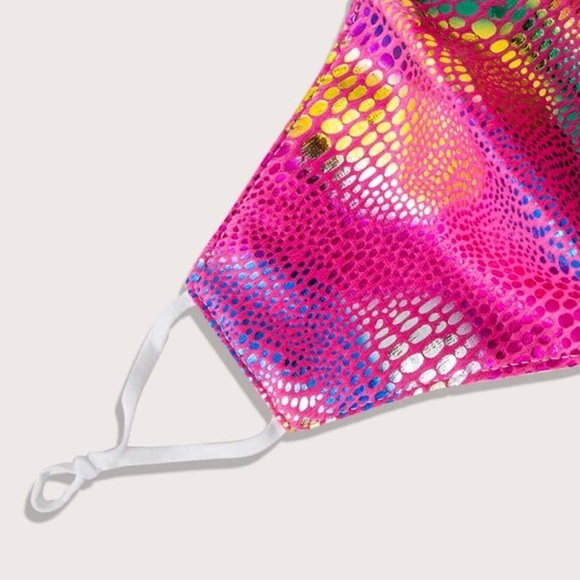 2/$9 Pink Rainbow Snakeskin Face Mask Set - Picture 5 of 10